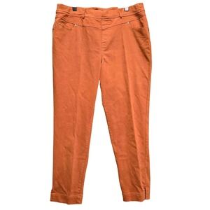 John Mark Pull On Pants Women 16 Orange Tapered Ankle Vent Stretch Cotton Blend